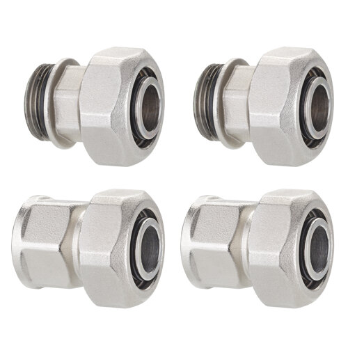 Pair of straight tightening fittings with O-ring for 32x3 multilayer pipe
