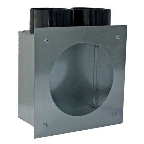 Galvanised sheet metal plenum of inlet/extraction for grille with DN150, side coupling (2xDN75)