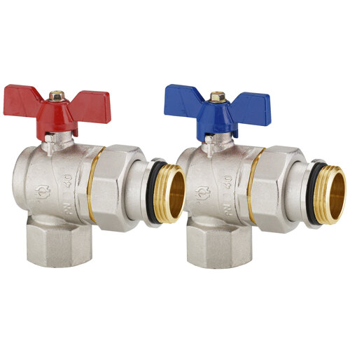Right-angle Progress ball valves with pipe union