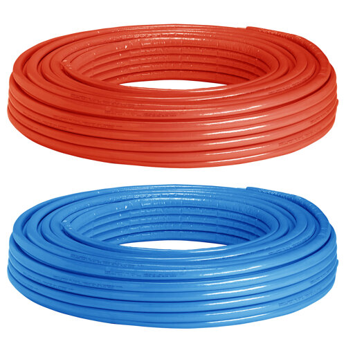 Gerpex RA preinsulated pipe in coils red and light blue colors