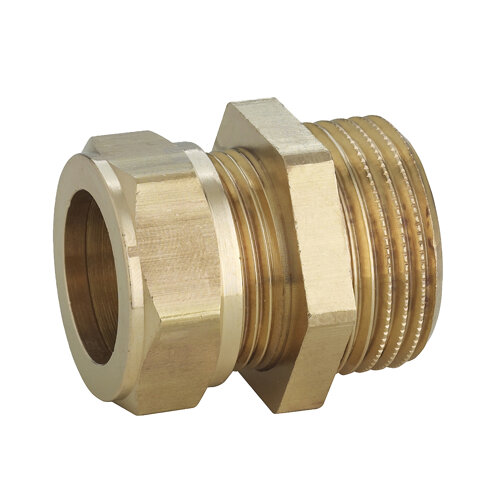 Metallic seal fitting with male thread for copper pipes